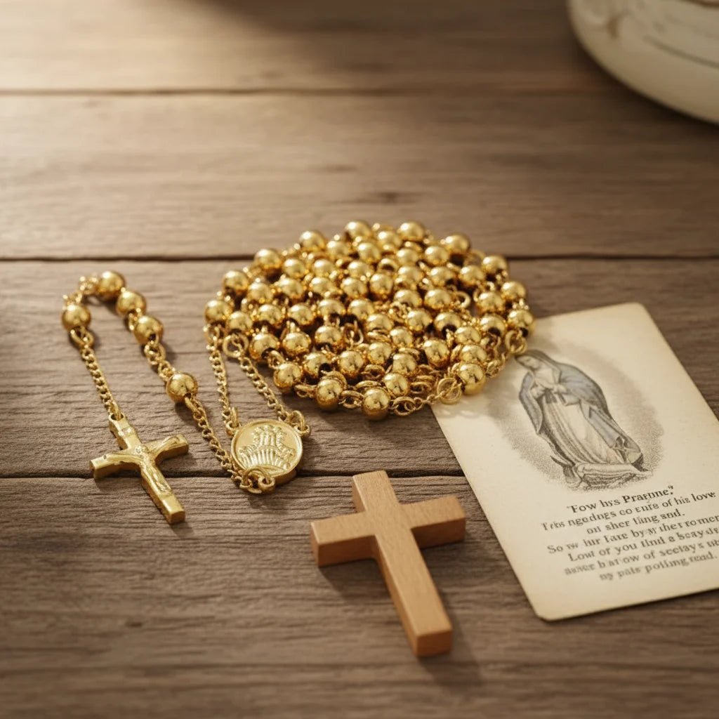 Collar de Rosario 18K - Protección Espiritual Siempre Cerca - Fe Viva
