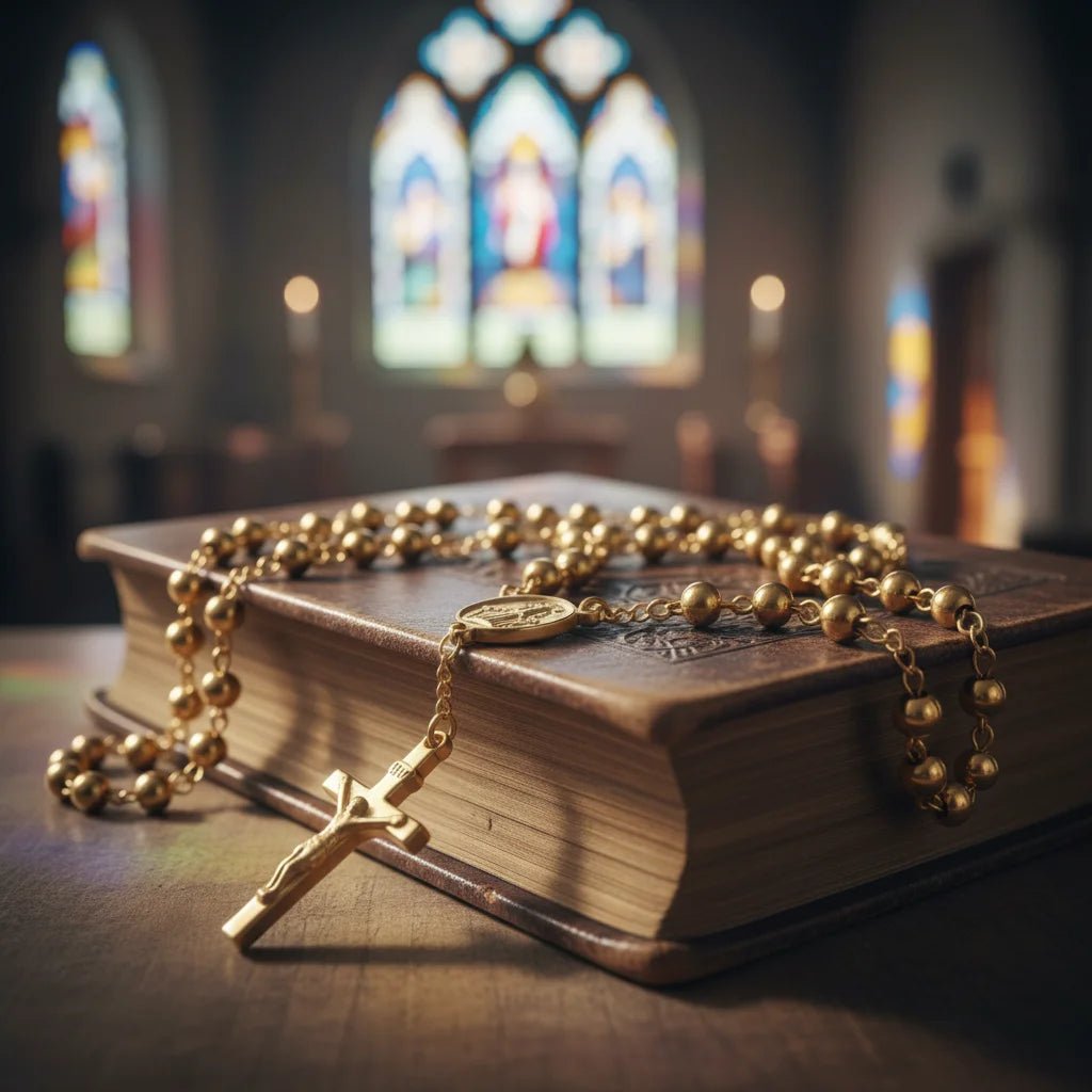 Collar de Rosario 18K - Protección Espiritual Siempre Cerca - Fe Viva